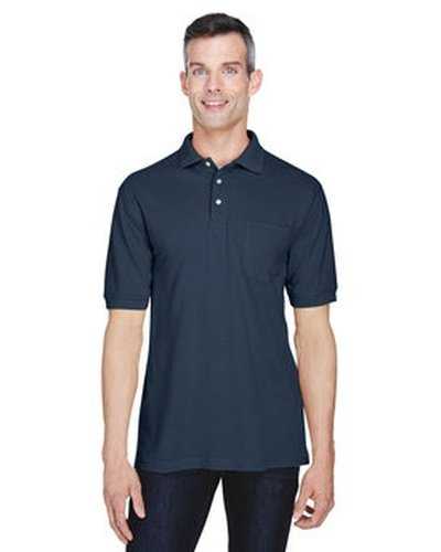 Harriton M265P Men&#39;s 56 oz Easy Blend Polo withPocket - Navy - HIT a Double