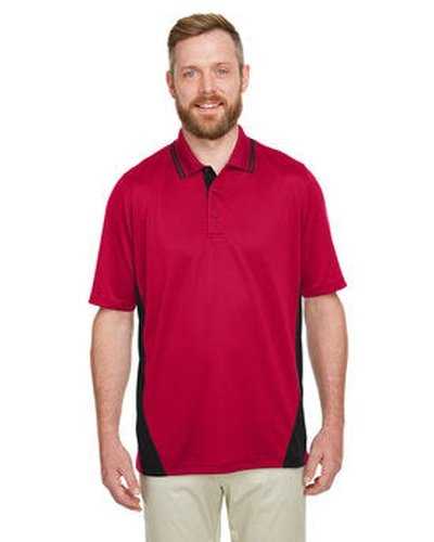 Harriton M386T Men's Tall Flash Snag Protection Plus Il Colorblock Polo - Red Black - HIT a Double