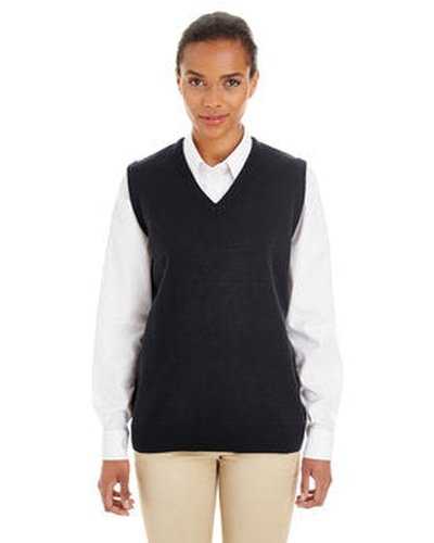 Harriton M415W Ladies&#39; Pilbloc V-Neck Sweater Vest - Black - HIT a Double