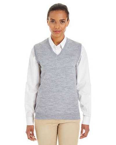 Harriton M415W Ladies' Pilbloc V-Neck Sweater Vest - Gray Heather - HIT a Double