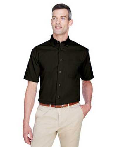 Harriton M500S Men&#39;s Easy Blend Short-Sleeve Twill Shirt with Stain-Release - Black - HIT a Double