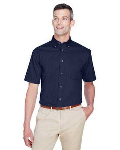 Harriton M500S Men's Easy Blend Short-Sleeve Twill Shirt with Stain-Release - Navy - HIT a Double