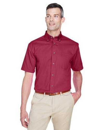 Harriton M500S Men's Easy Blend Short-Sleeve Twill Shirt with Stain-Release - Wine - HIT a Double