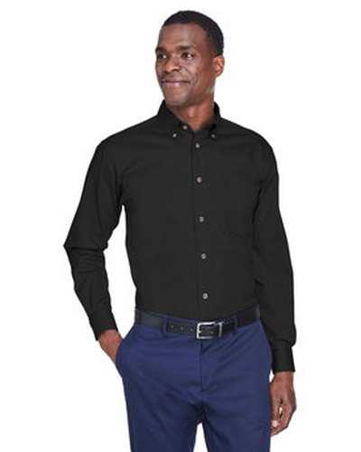 Harriton M500T Men&#39;s Tall Easy Blend Long-Sleeve Twill Shirt with Stain-Release - Black - HIT a Double
