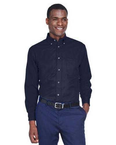 Harriton M500T Men&#39;s Tall Easy Blend Long-Sleeve Twill Shirt with Stain-Release - Navy - HIT a Double
