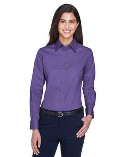 Harriton M500W Ladies' Easy Blend Long-Sleeve Twill Shirt with Stain-Release - Team Purple - HIT a Double