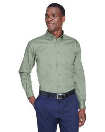 Harriton M500 Men&#39;s Easy Blend Long-Sleeve Twill Shirt with Stain-Release - Dill - HIT a Double