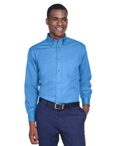 Harriton M500 Men&#39;s Easy Blend Long-Sleeve Twill Shirt with Stain-Release - Nautical Blue - HIT a Double