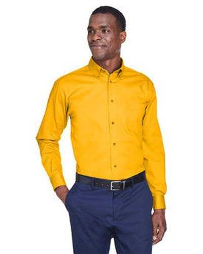 Harriton M500 Men's Easy Blend Long-Sleeve Twill Shirt with Stain-Release - Sunray Yellow - HIT a Double