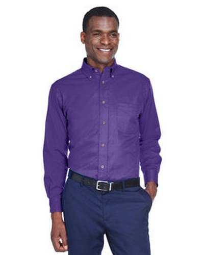 Harriton M500 Men&#39;s Easy Blend Long-Sleeve Twill Shirt with Stain-Release - Team Purple - HIT a Double