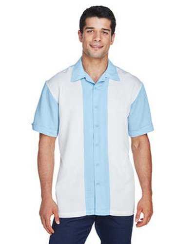 Harriton M575 Men&#39;s Two-Tone Bahama Cord Camp Shirt - Cloud Blue Cream - HIT a Double