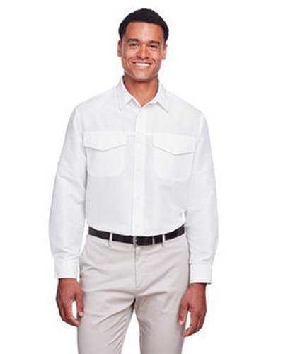 Harriton M580L Men&#39;s Key West Long-Sleeve Performance Staff Shirt - White - HIT a Double