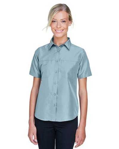 Harriton M580W Ladies&#39; Key West Short-Sleeve Performance Staff Shirt - Cloud Blue - HIT a Double