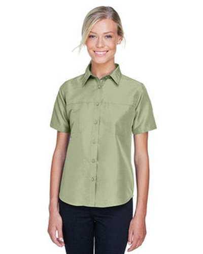 Harriton M580W Ladies&#39; Key West Short-Sleeve Performance Staff Shirt - Green Mist - HIT a Double