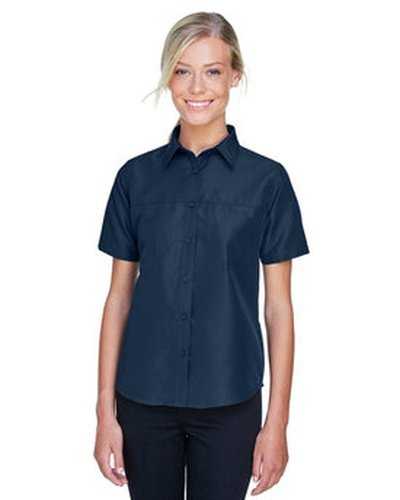 Harriton M580W Ladies' Key West Short-Sleeve Performance Staff Shirt - Navy - HIT a Double