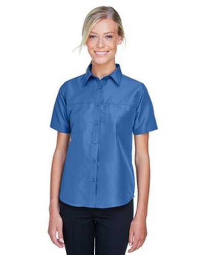 Harriton M580W Ladies&#39; Key West Short-Sleeve Performance Staff Shirt - Pool Blue - HIT a Double