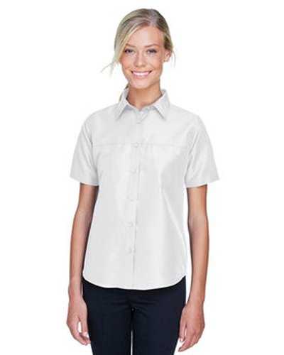 Harriton M580W Ladies&#39; Key West Short-Sleeve Performance Staff Shirt - White - HIT a Double