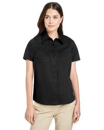 Harriton M585W Ladies' Advantage Il Short-Sleeve Work Shirt - Black - HIT a Double