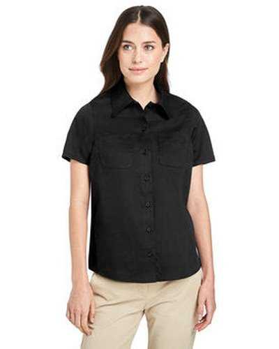 Harriton M585W Ladies&#39; Advantage Il Short-Sleeve Work Shirt - Black - HIT a Double