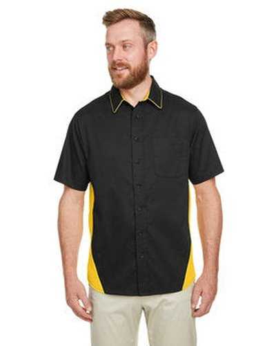 Harriton M586T Men&#39;s Tall Flash Il Colorblock Short Sleeve Shirt - Black Yellow - HIT a Double