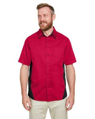 Harriton M586T Men&#39;s Tall Flash Il Colorblock Short Sleeve Shirt - Red Black - HIT a Double