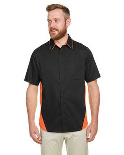 Harriton M586 Men's Flash Il Colorblock Short Sleeve Shirt - Black Tm Orange - HIT a Double