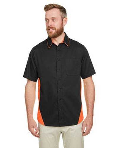 Harriton M586 Men&#39;s Flash Il Colorblock Short Sleeve Shirt - Black Tm Orange - HIT a Double