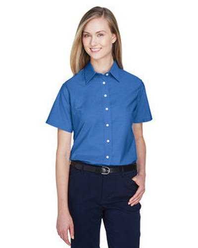 Harriton M600SW Ladies' Short-Sleeve Oxford with Stain-Release - French Blue - HIT a Double
