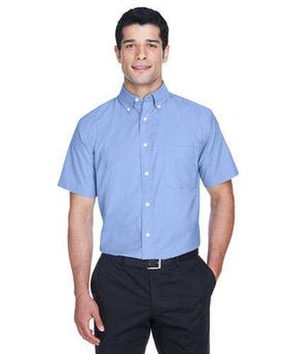 Harriton M600S Men's Short-Sleeve Oxford with Stain-Release - Light Blue - HIT a Double
