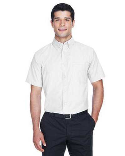 Harriton M600S Men&#39;s Short-Sleeve Oxford with Stain-Release - White - HIT a Double