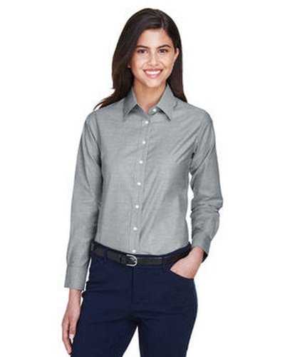 Harriton M600W Ladies' Long-Sleeve Oxford with Stain-Release - Oxfordark Grayay - HIT a Double