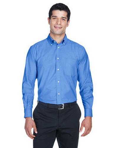 Harriton M600 Men's Long-Sleeve Oxford with Stain-Release - French Blue - HIT a Double