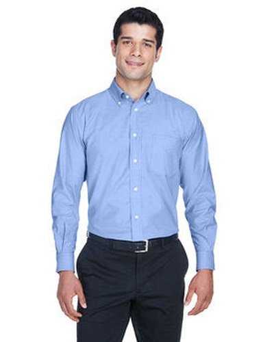 Harriton M600 Men's Long-Sleeve Oxford with Stain-Release - Light Blue - HIT a Double