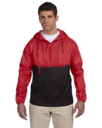 Harriton M750 Adult Packable Nylon Jacket - Red Black - HIT a Double