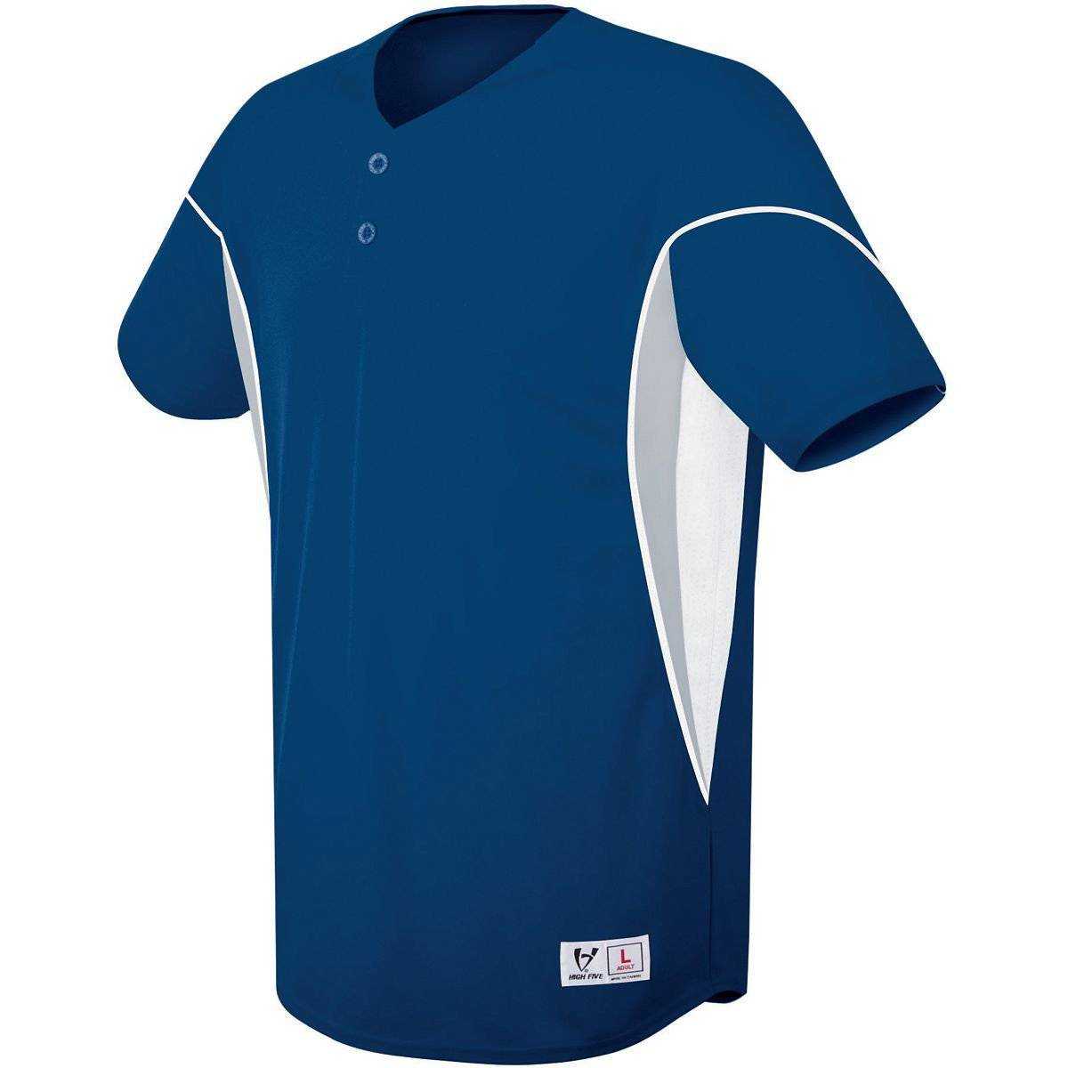 High Five 312050 Ellipse Two Button Jersey Adult - Navy White - HIT a Double