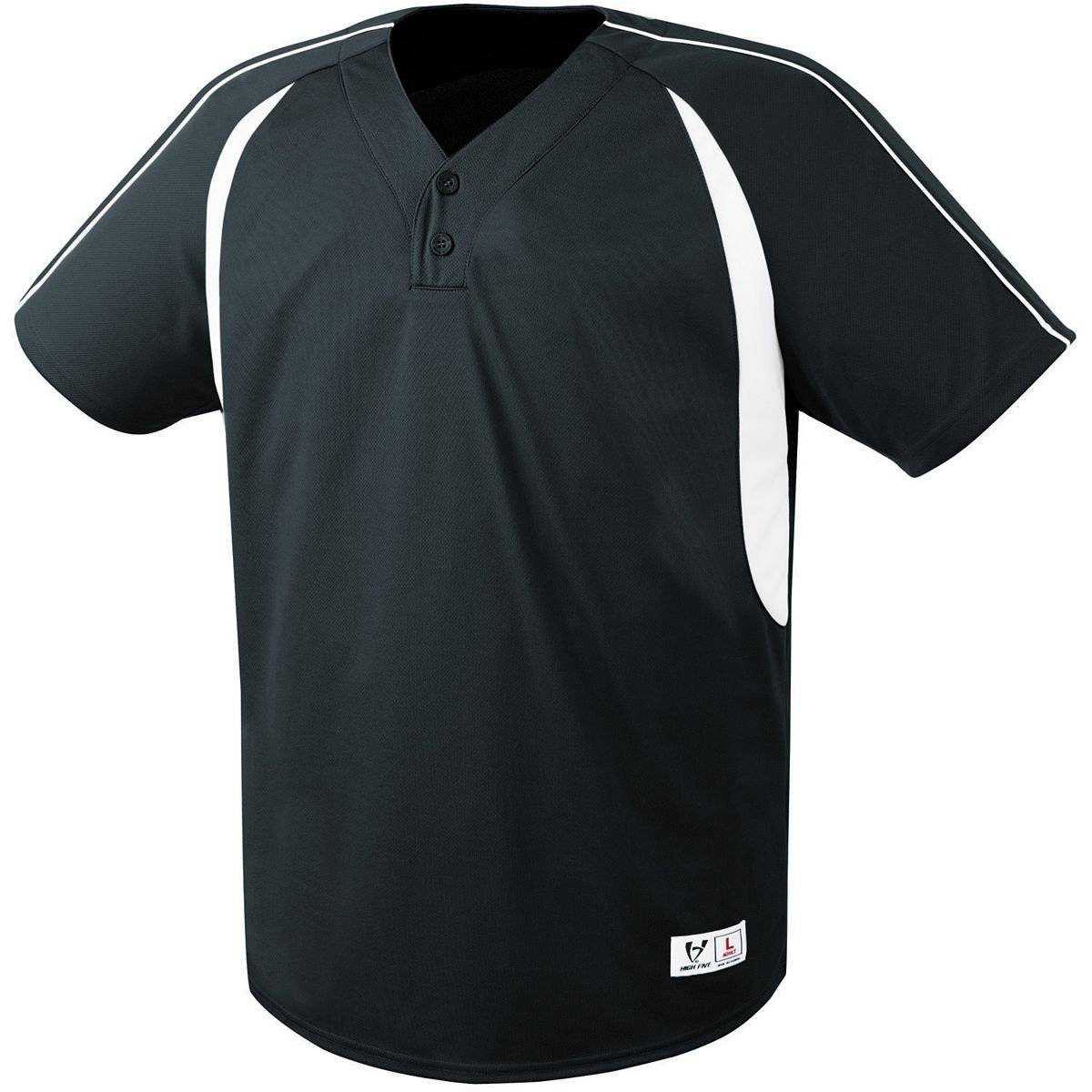 High Five 312070 Impact Two Button Jersey Adult - Black White - HIT a Double