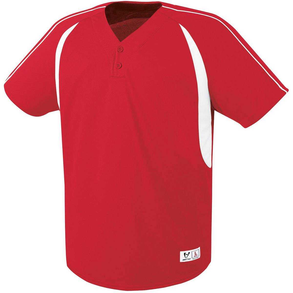 High Five 312070 Impact Two Button Jersey Adult - Scarlet White - HIT a Double