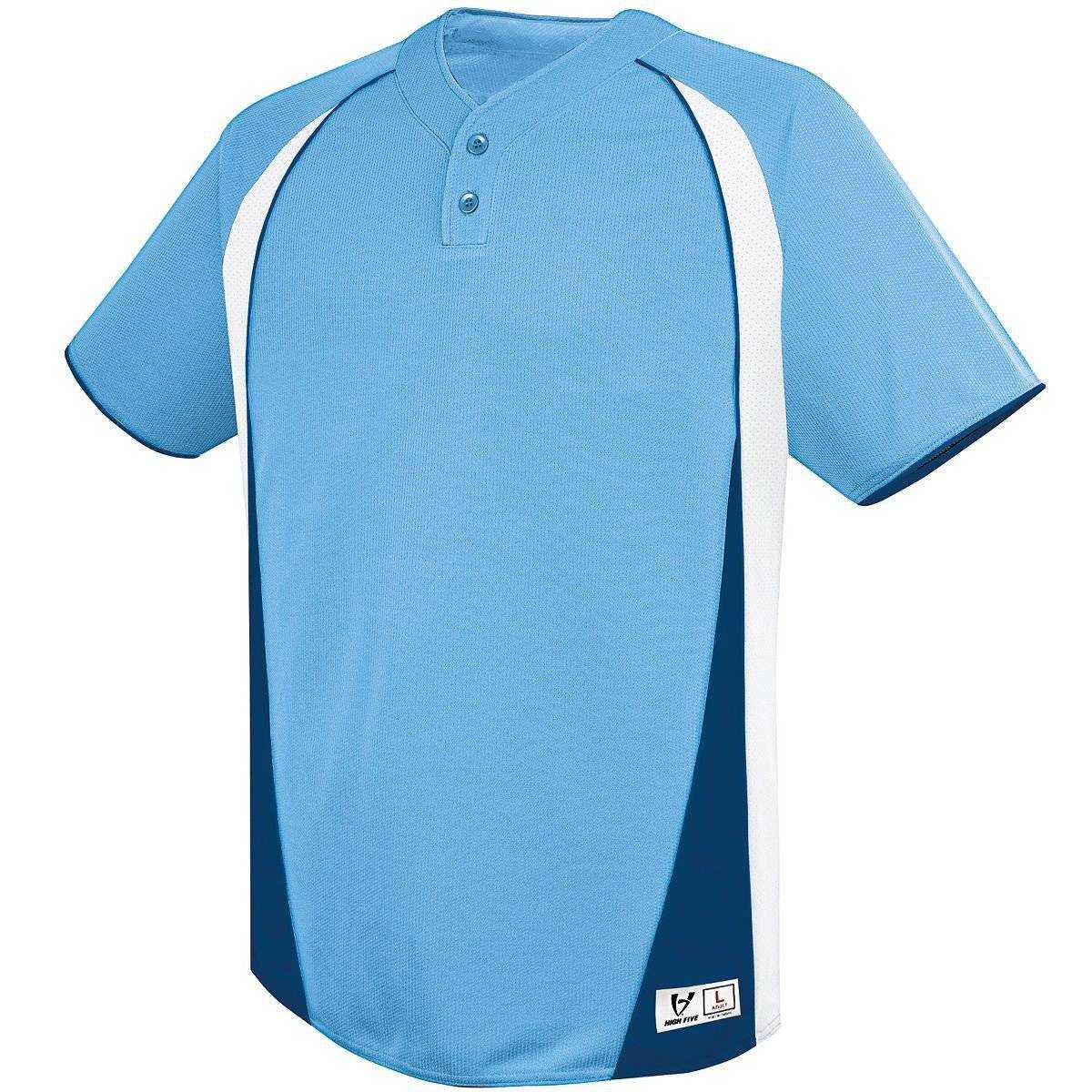 High Five 312120 Ace Two Button Jersey Adult - Columbia Blue Wh Navy - HIT a Double