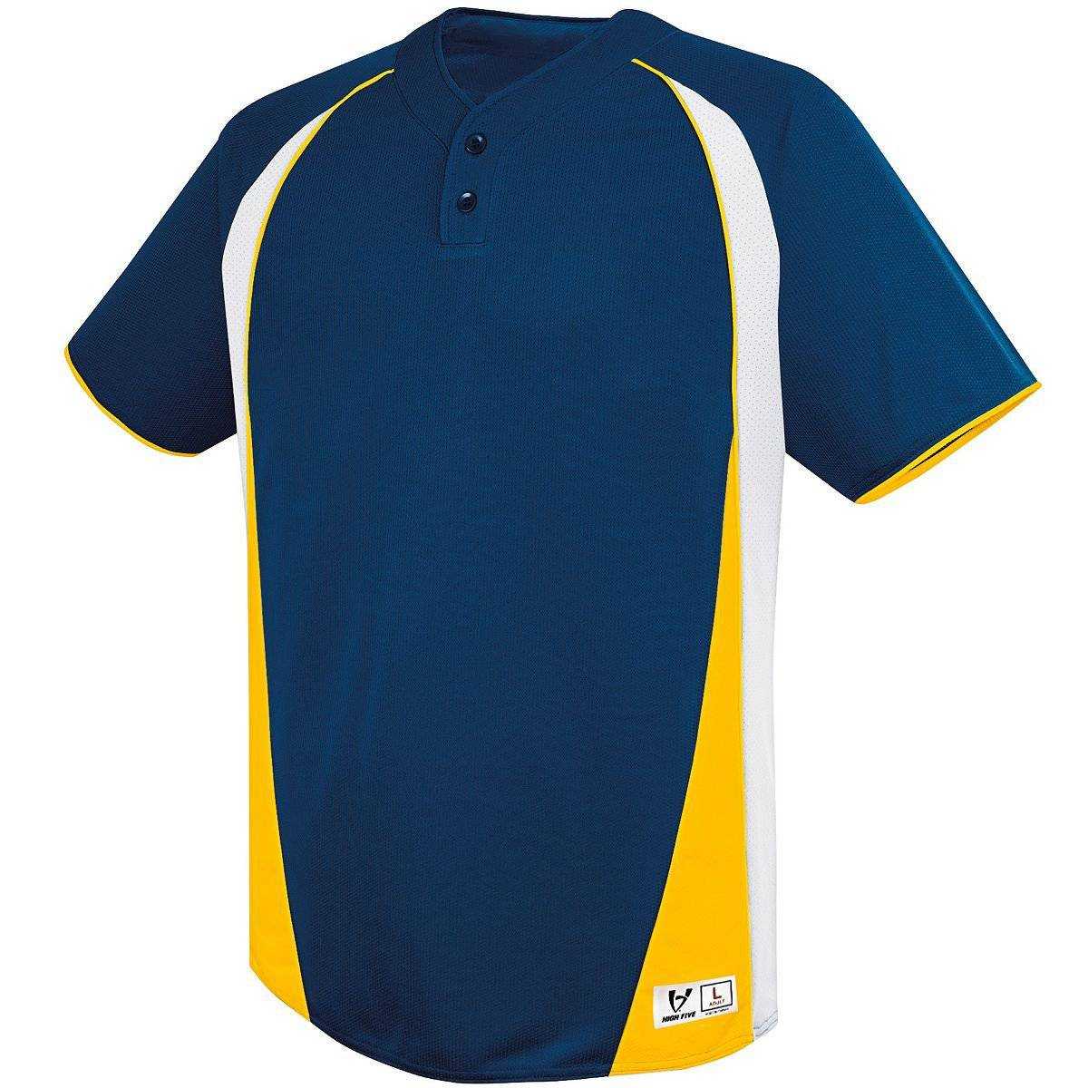High Five 312120 Ace Two Button Jersey Adult - Navy Wh Athletic Gold - HIT a Double