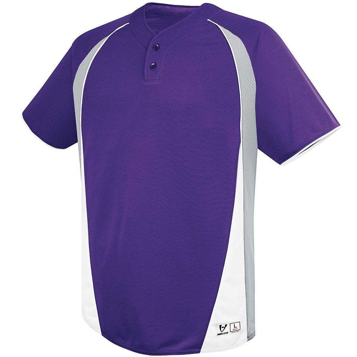 High Five 312120 Ace Two Button Jersey Adult - Purple Silver Gray Wh - HIT a Double