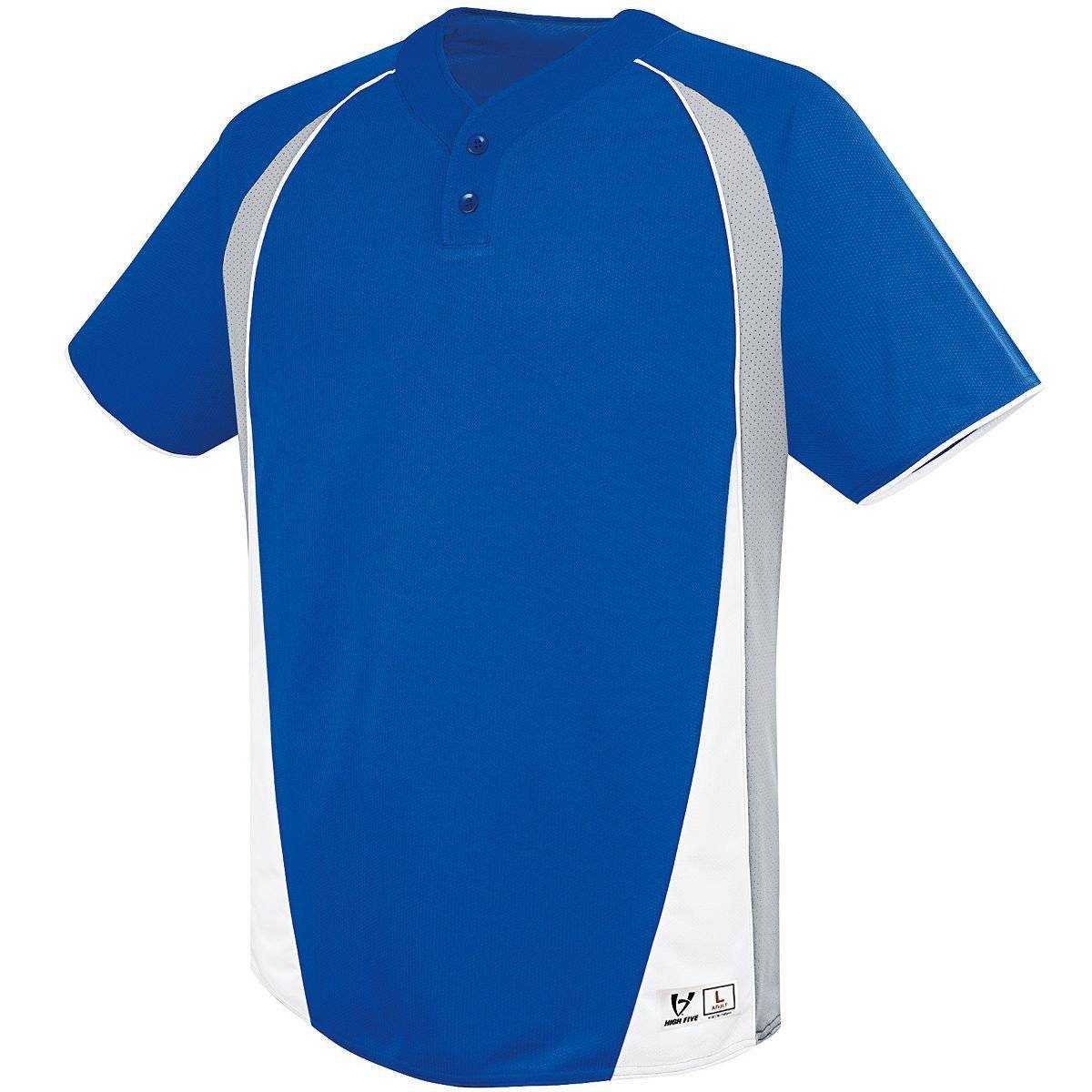 High Five 312120 Ace Two Button Jersey Adult - Royal Silver Gray Wh - HIT a Double