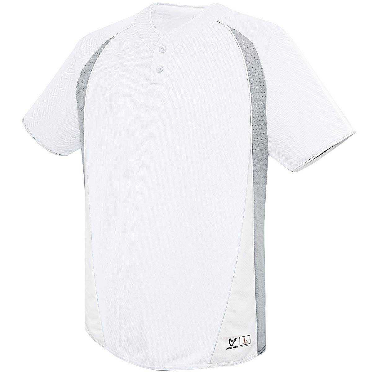 High Five 312120 Ace Two Button Jersey Adult - White Silver Gray Wh - HIT a Double