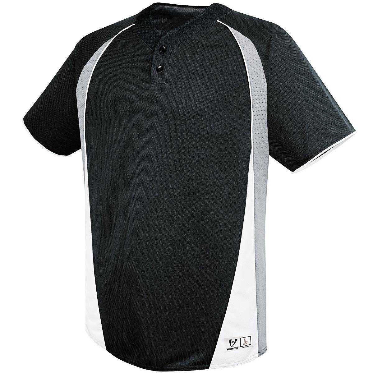 High Five 312121 Ace Two Button Jersey Youth - Black Silver Gray Wh - HIT a Double