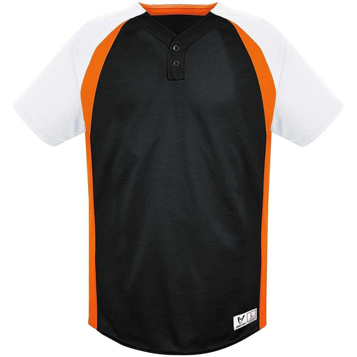 High Five 312130 Gravity Two Button Jersey Adult - Black White Orange - HIT a Double