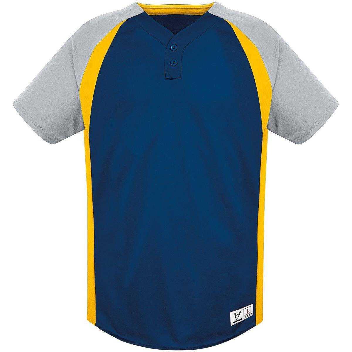 High Five 312130 Gravity Two Button Jersey Adult - Navy Silver Gold - HIT a Double