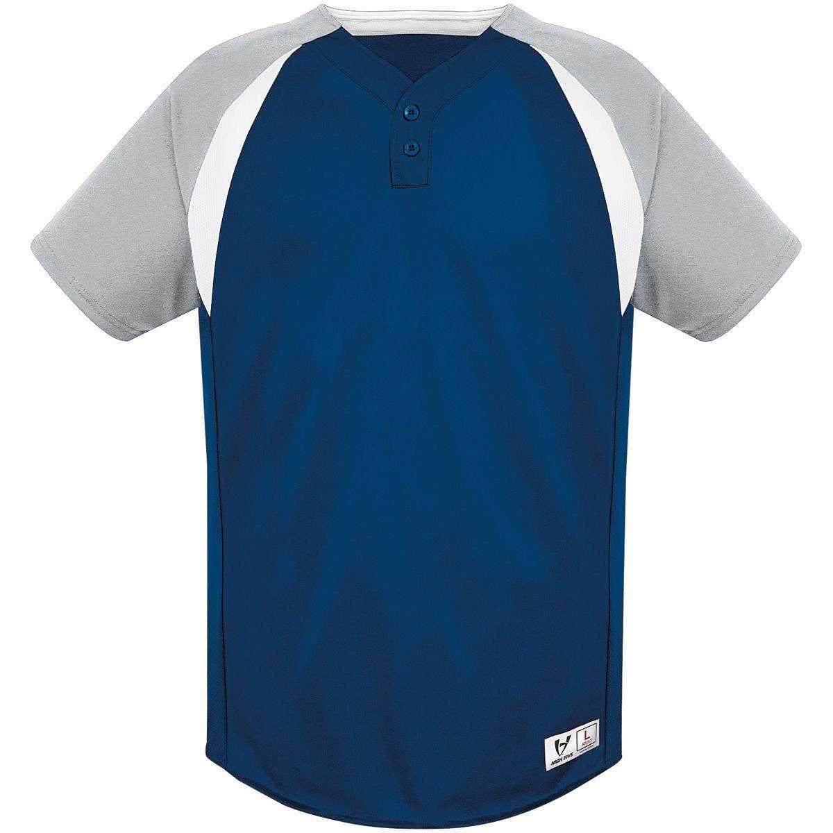 High Five 312130 Gravity Two Button Jersey Adult - Navy Silver White - HIT a Double