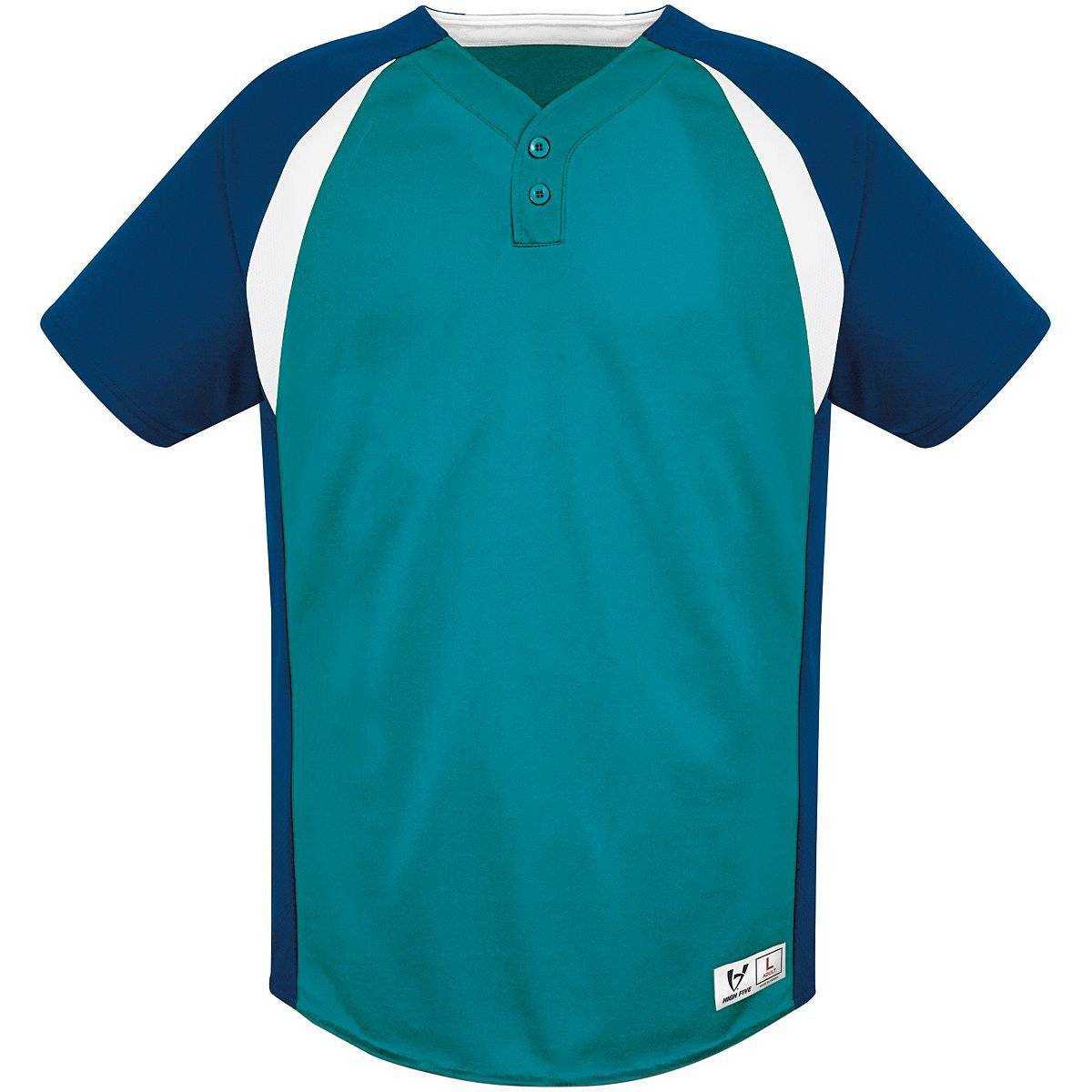 High Five 312130 Gravity Two Button Jersey Adult - Teal Navy White - HIT a Double