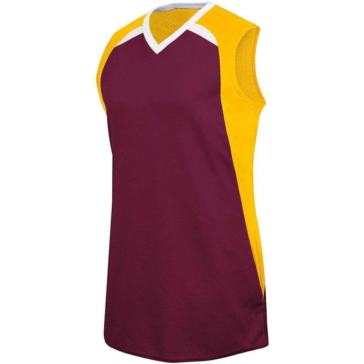 High Five 312152 Fever Jersey Women&#39;s - Maroon Athletic Gold White - HIT a Double