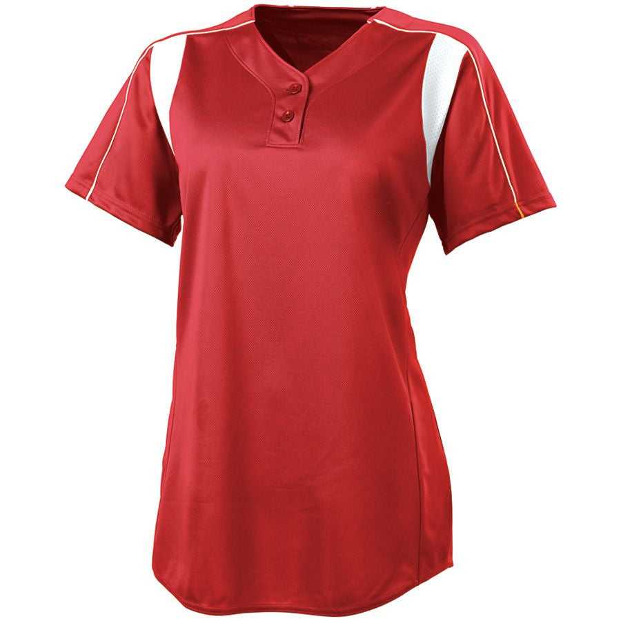 High Five 312193 Girls Double Play Softball Jersey - Scarlet White - HIT a Double