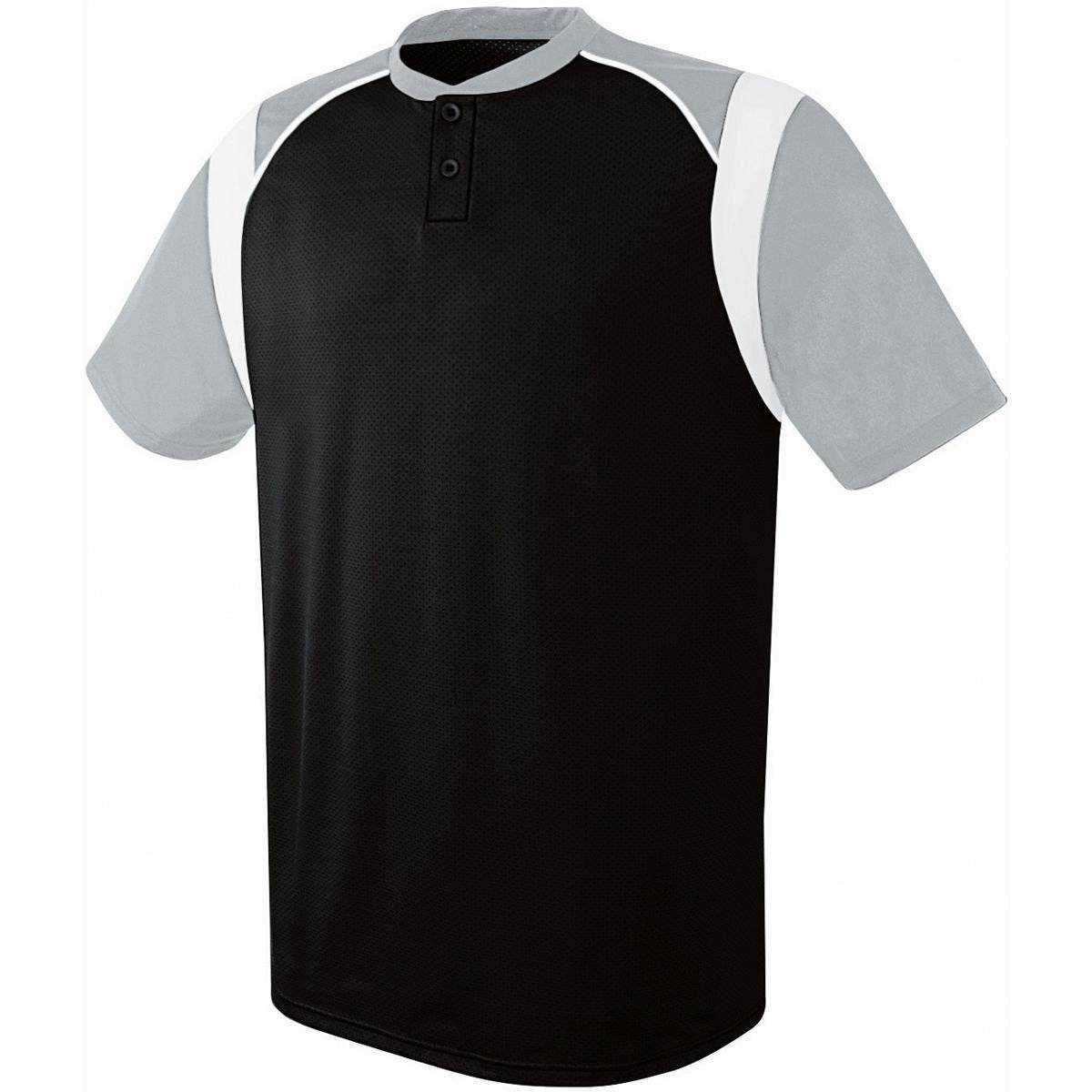 High Five 312200 Adult Wildcard 2 Button Jersey - Black Silver White - HIT a Double